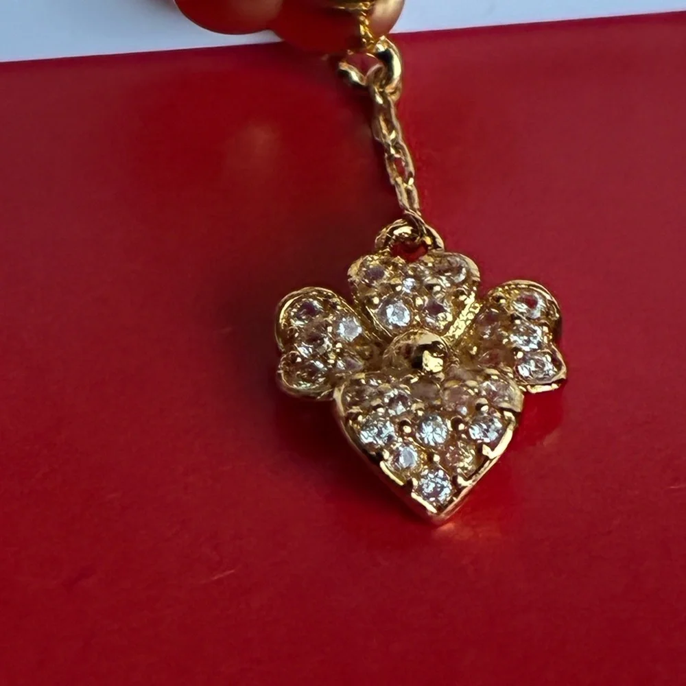 Kate Spade Gold Floral Heart Drop Earrings